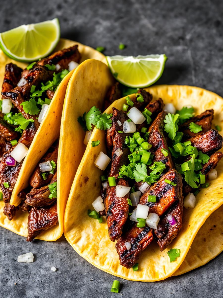 Carne Asada taco — Charred skirt steak, onion, salsa verde