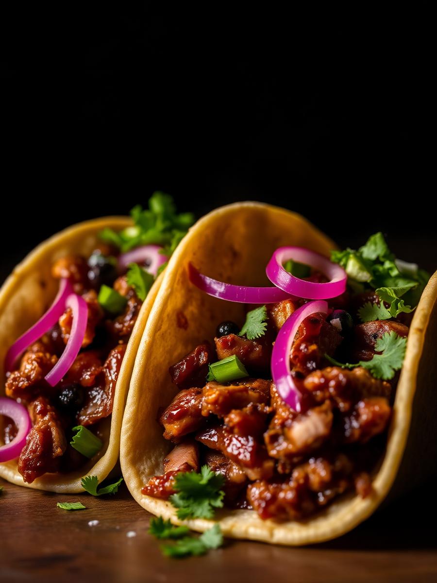 Carnitas taco — Michoacán pork, pickled red onion