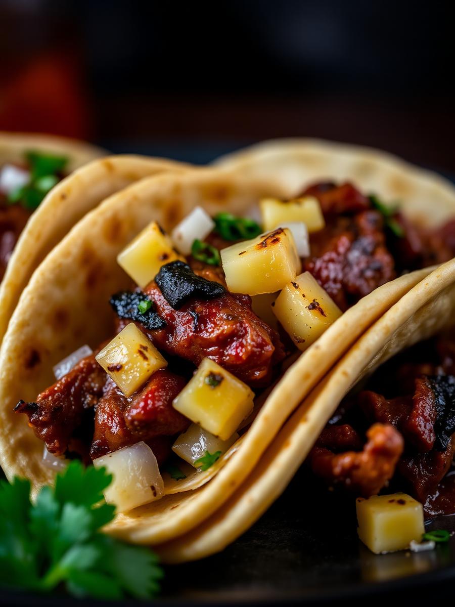 Al Pastor taco — Spit-roasted pork, grilled pineapple, cilantro