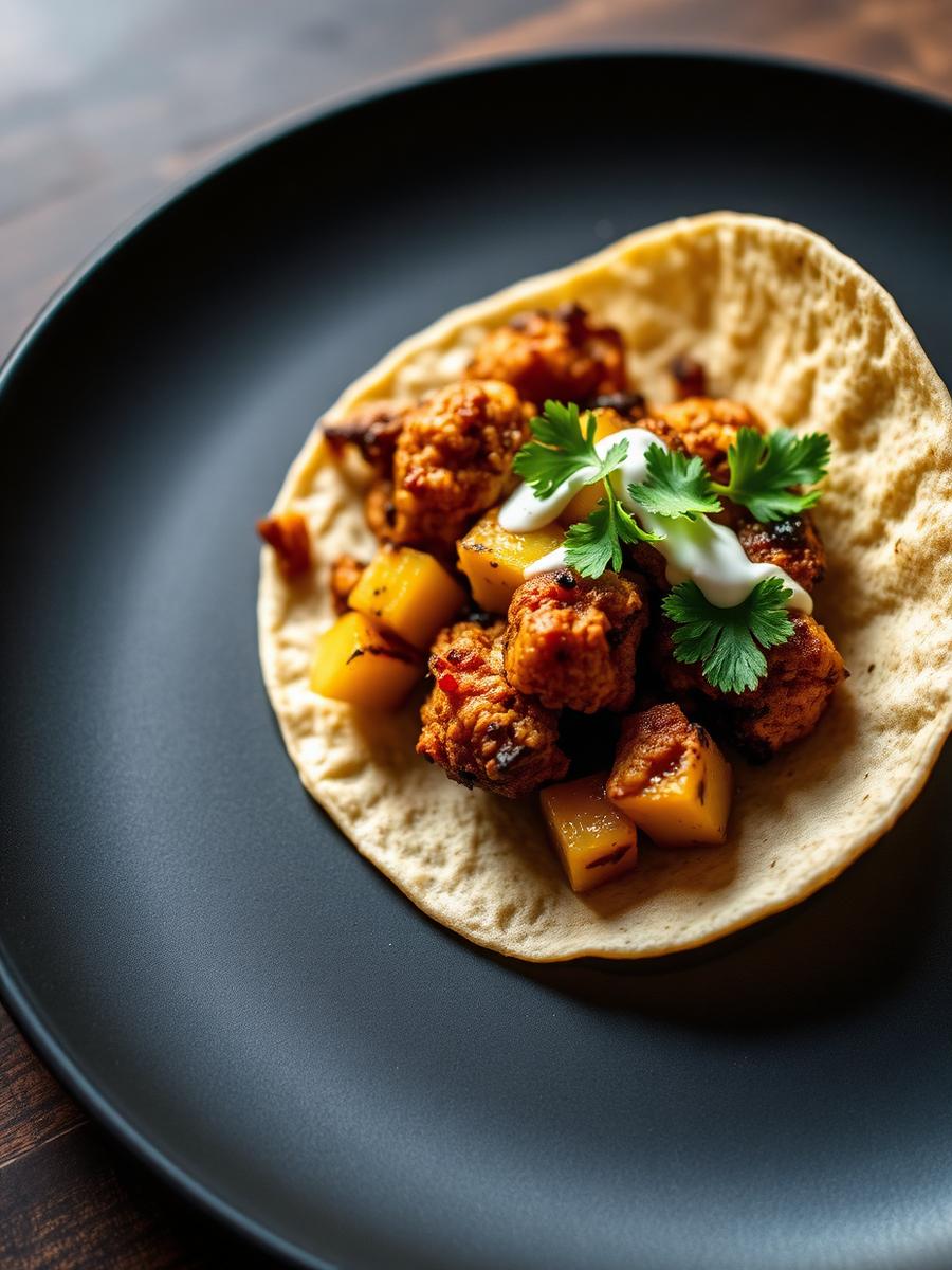 Cauliflower Pastor taco — Roasted cauliflower, cashew crema